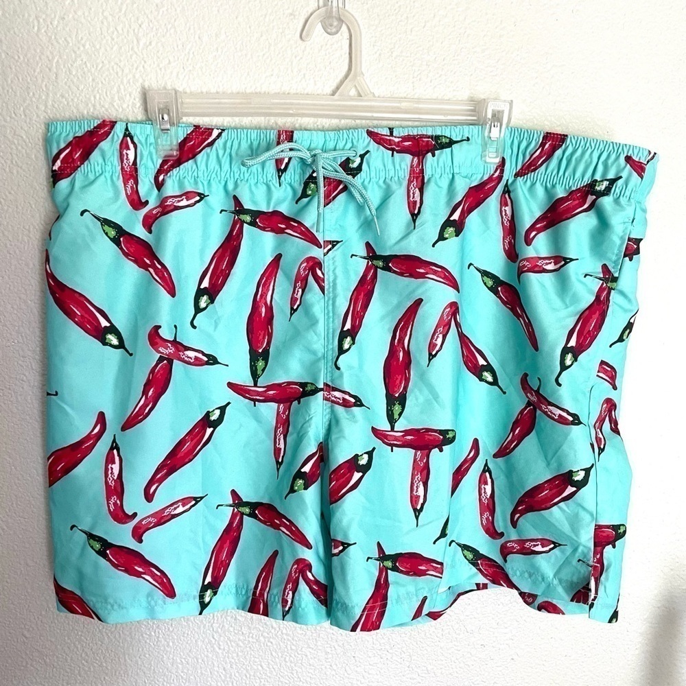 GEORGE Aqua all over print chili peppers swim trunks size 3XL (48-50) - Picture 2 of 9